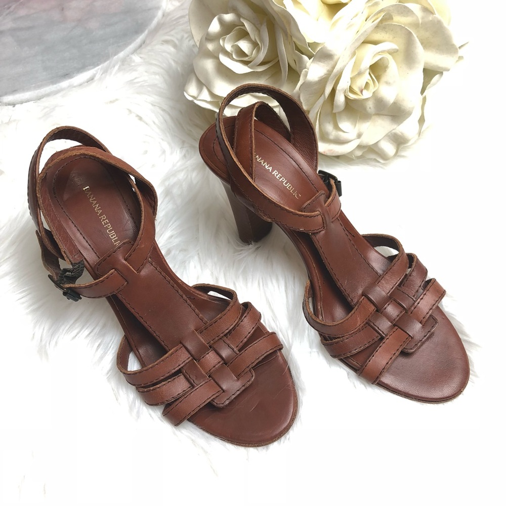 Banana Republic Brown Leather Strappy Heels